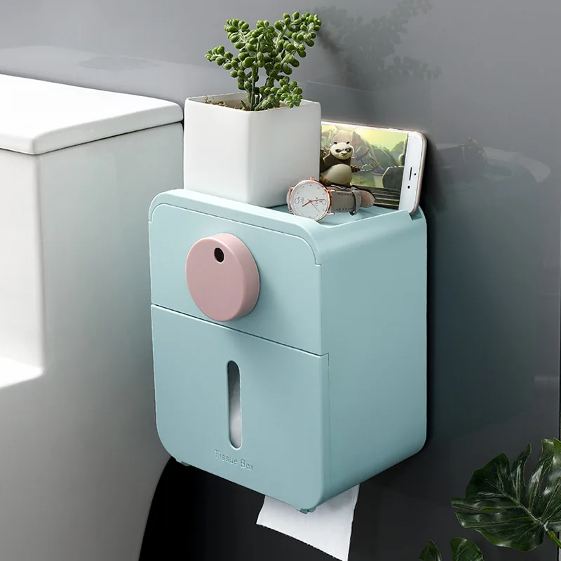 

Toilet Wall Tissue Box Toilet Toilet Tissue Shelf Suction Box No Punching Paste Waterproof Tissue Shelf