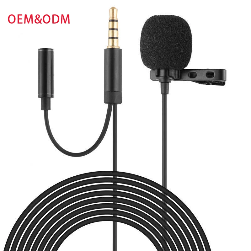 

Free Sample Manufacturer wholesale professional mini lavalier lapel mic microphone for phone, Black