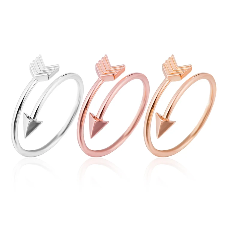 

Fahion Wholesale Women Gilrs Gold Silver Rose Plated Copper Arrow Shaped Open Adjustable Rings Jewelry For Gift, Color plated as shown