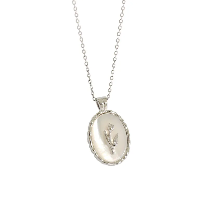 

Long Chain Women Fashion Jewelry Fine Rock Punk Jewels Luxury 925 Sterling Silver Gold Oval Rose Flower Pendant Necklace