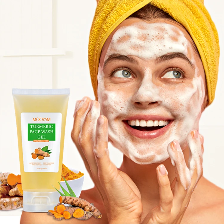 

Turmeric Face Wash Deep Cleansing Remove Blackhead Acne Shrink Pores Facial Cleanser Oil Control Whitening Cleanser