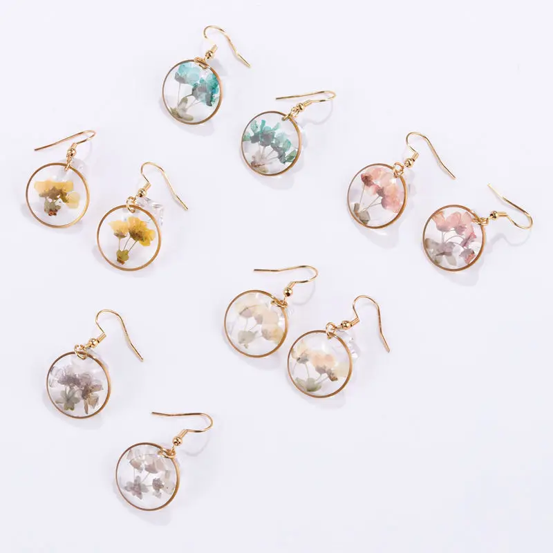 

Fashion colorful new design women birth resin flower stud earrings stainless steel 2022