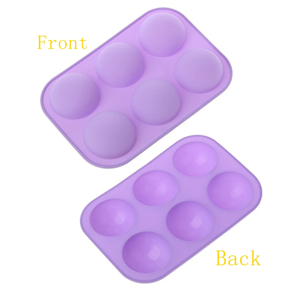 

Half Sphere Silicone Soap Molds Bakeware Cake Decorating Tools Pudding Jelly Chocolate Fondant Mould Ball Shape Biscuit Tool, Purple