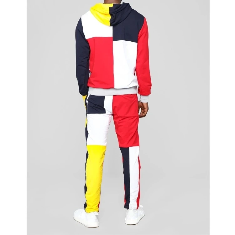 Wholesale 100 Cotton Fashion Color Block Jogger Tracksuit High Quality