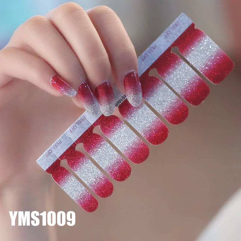

YMS1001-YMS1014 Glitter Series Powder Sequins Fashion Nail Art Stickers Collection Manicure DIY Nail Polish Strips Wraps