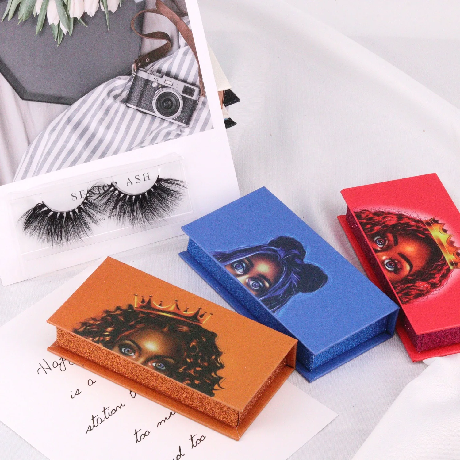 

European Styles 25mm 3d 5d Mink Eyelash Package Custom Cheap Eyelash Box Empty Lash Package, Rainbow color