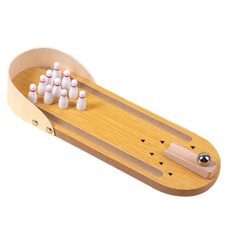 

2023 New Mini Indoor Bowling Board Toys Wooden Sports Games Set Toy Running Ball Game Tabletop Top Game For Kids Boys & Girls