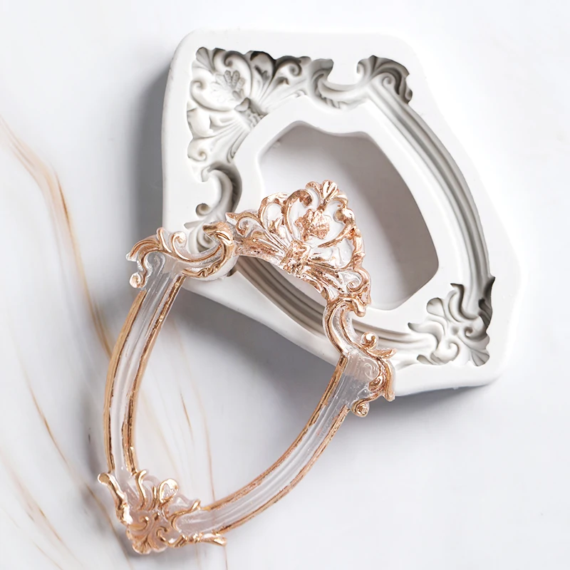 

Z226 European style photo frame resin mold Chocolate Mold sugar cake silicone mold, Random
