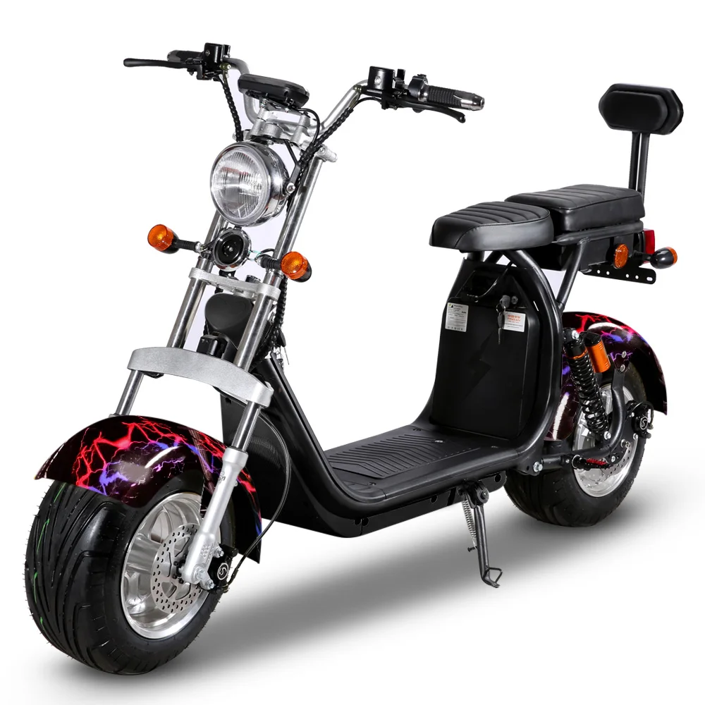 

EU warehouse 2021 newest model 2 wheel fat big tire electric scooter city coco harlley 60V 1500W electric scooter, Black/white/blue/red/green etc.