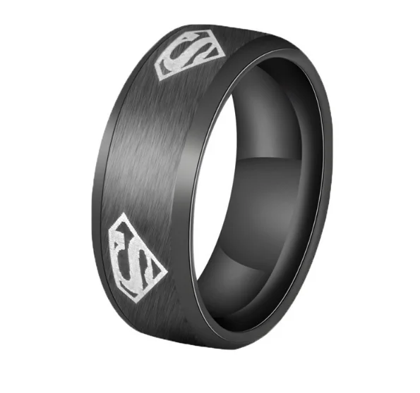 

Manufacturer Directly Supply men stainless steel ring trending superman rings, Black/silver/gold