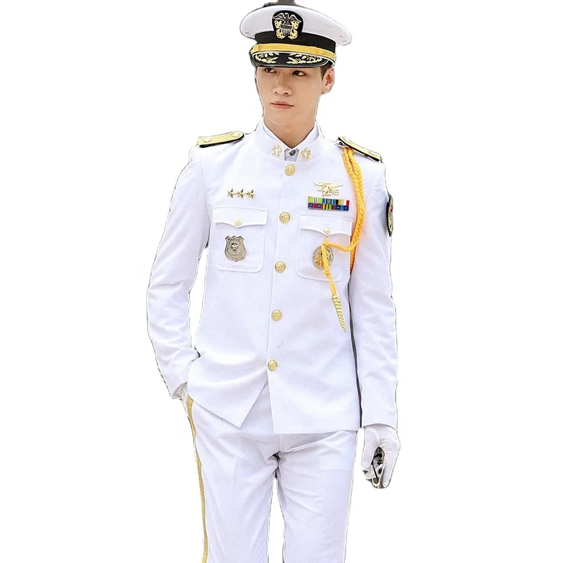 

US Navy Officers Dress White Uniform of Merchant Navy Army Dress Uniform Military, White / black