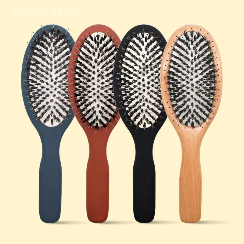 

Factory 2022 new design Low moq package and logo custom wig hair brush used for hair extension, Natural color