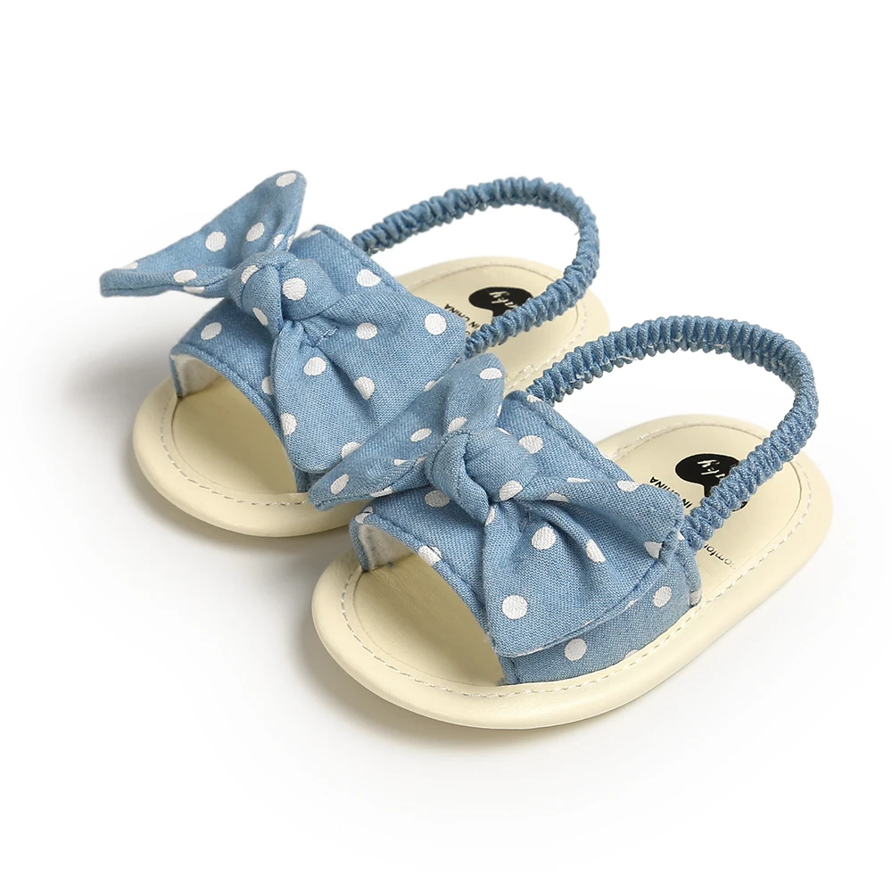 

Hot Spring summer adorable bowknot striped polka dot slipper shoes Toddler Baby girls sandal, Stripe blue ,dot blue ,stripe pink