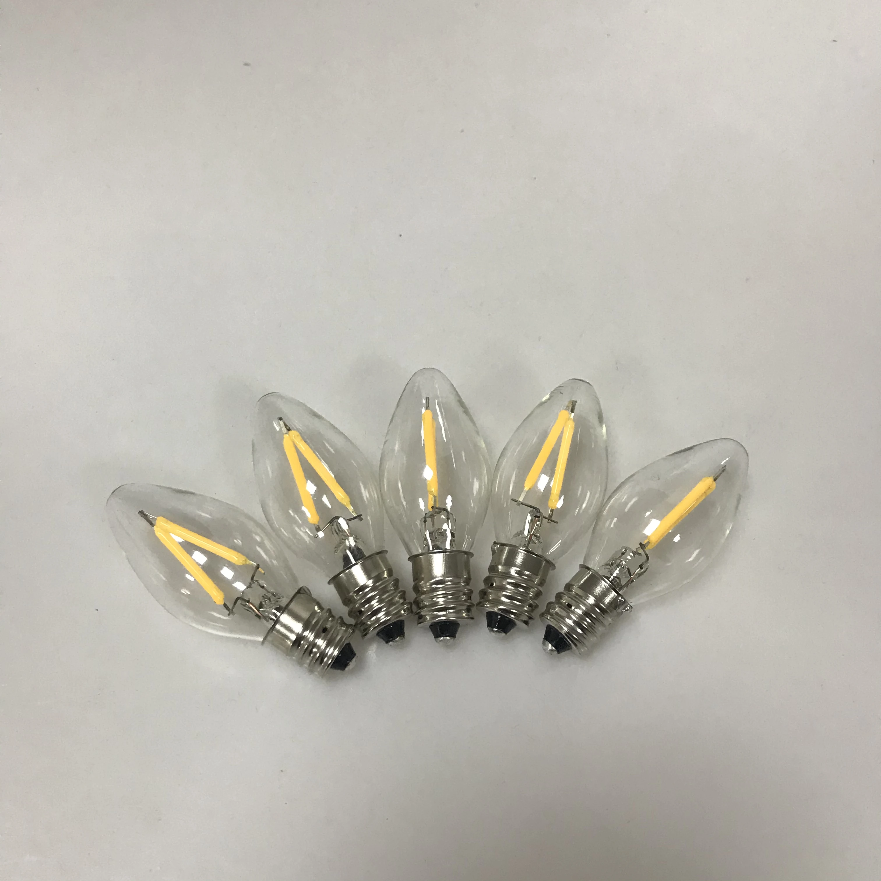 C7 LED Filament Candle Bulb 0.5W 1W Vintage E12 Candelabra Base 110V Edison Mini LED Light Bulbs for Night Light Christmas Lamps
