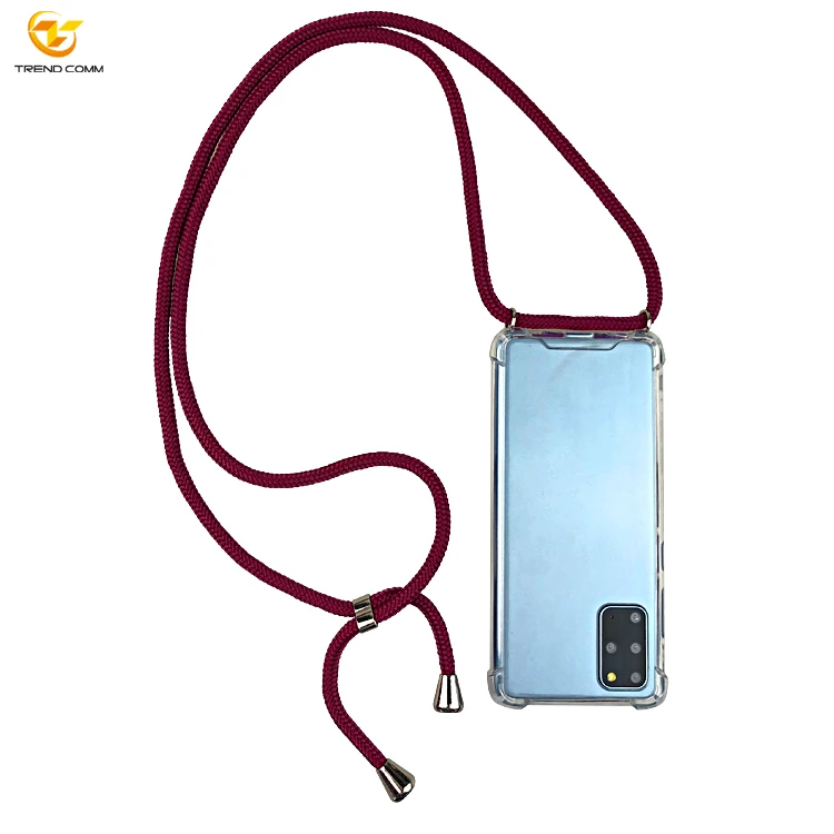 

Acrylic TPU Clear Fashion Cellphone Case With Strap Case For Samsung S20, Black, peach pink, red, dark green, blue-red