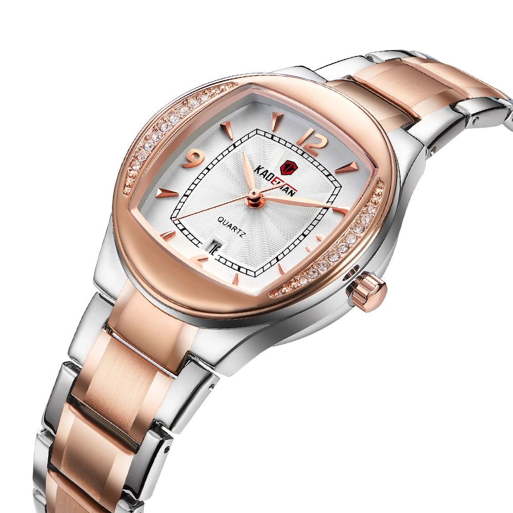 

KADEMAN Elegant Women Watch Rose Gold Top Brand Quartz Calendar Business Stainless Steel Ladies Watches Birthday Gift For Women