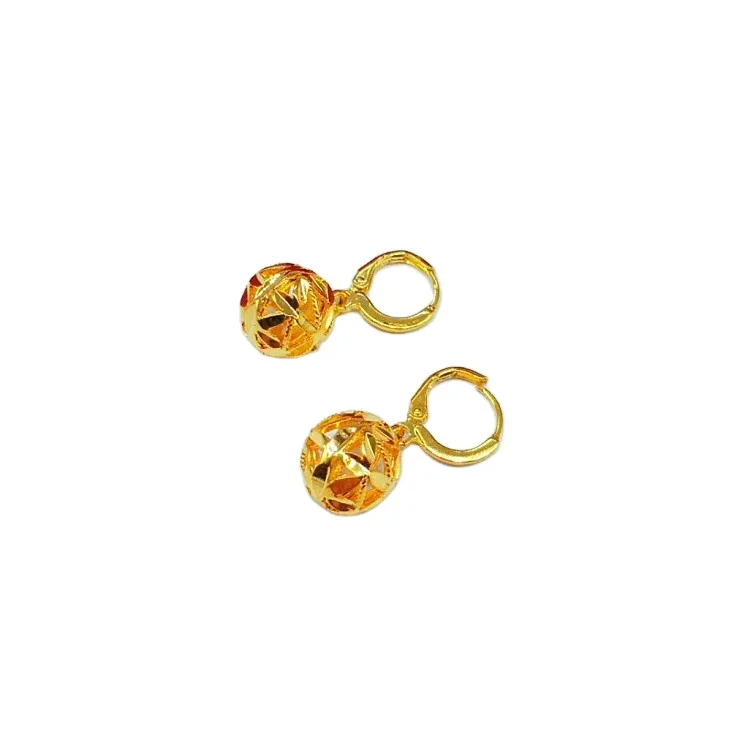 

Europeancoin Gold Spring Clasp Flower Ball Earrings Gold Plated Flower Ball Earrings Exquisite Craftsmanship Gold Ladies Jewelry