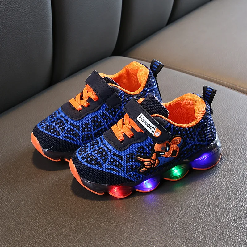
Manufactory Price Amazon Best Seller kids light shoes hook and loop LED cartoon Boys Shoes 