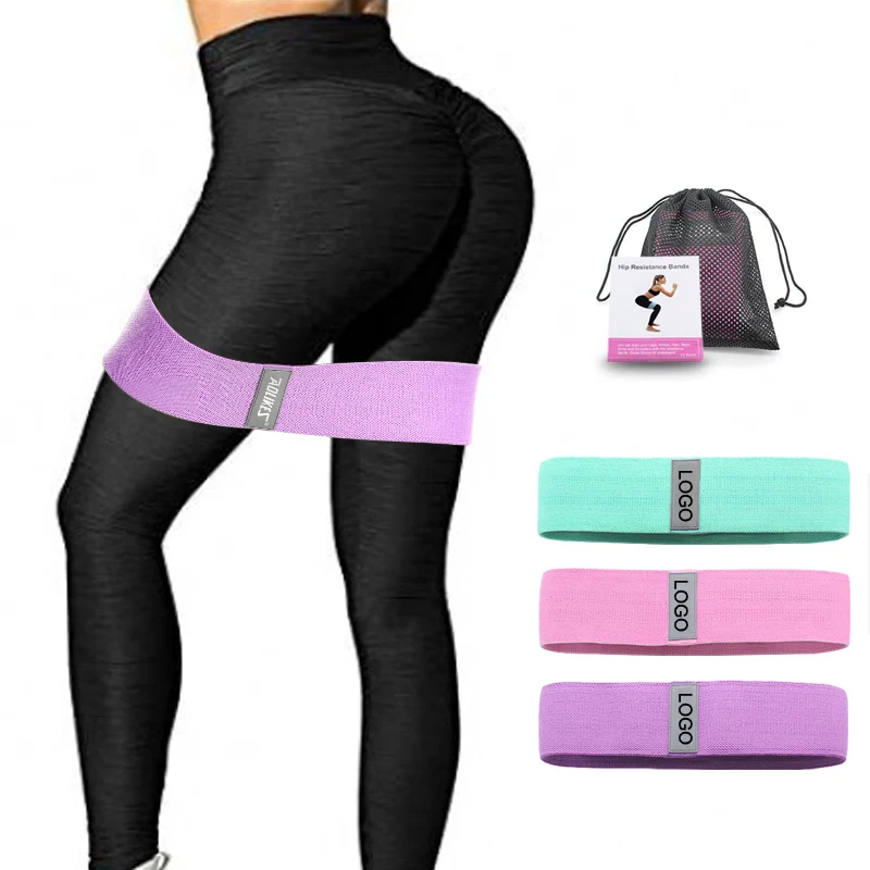 

Aolikes Custom Logo Non Slip Elastic Fabric Hip Circle Booty Bands Workout Resistance Bands for Legs and Butt Exercise