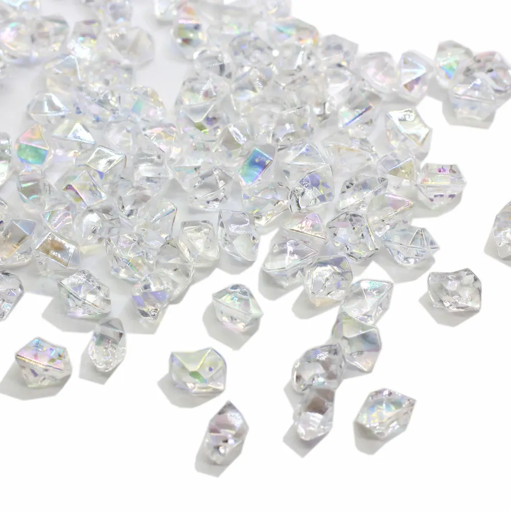 Clear Acrylic Stone Small Size Crushed Ice Cube Rainbow Plated Plastic Gems for Valentine Vases Fillers Table Scatter Decoration
