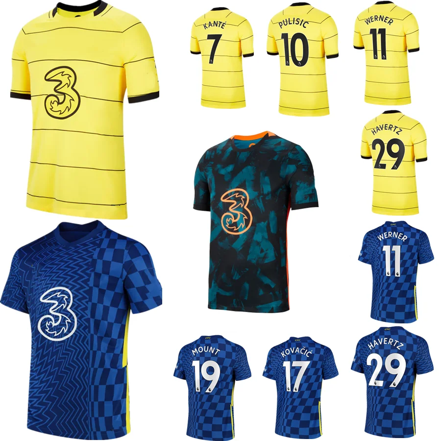 

NIKE Men CFC Soccer Jerseys 2021-2022- Home Blue Away Yellow Third Blackish green