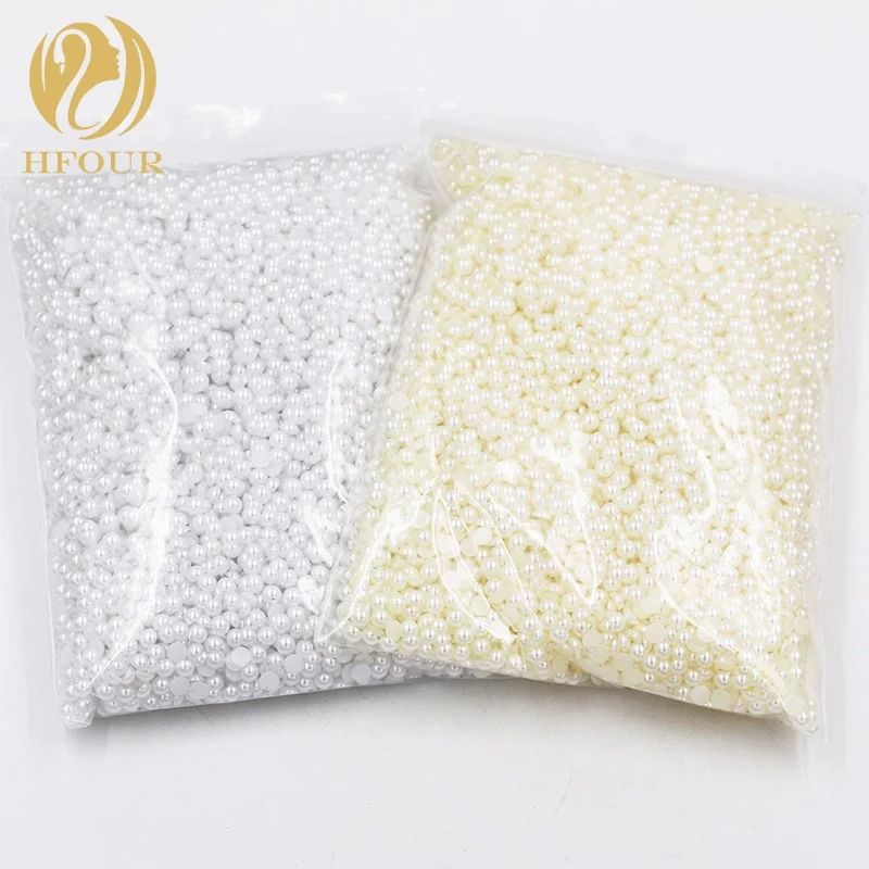 

Wholesale 2mm-16mm White Half Cut Plastic Pearl For Garment Accessories