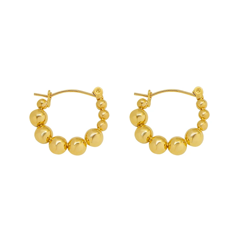 

Hot Sales Earring 18k Gold Plated Titanium Steel Seed Bead Earrings, 18k gold color