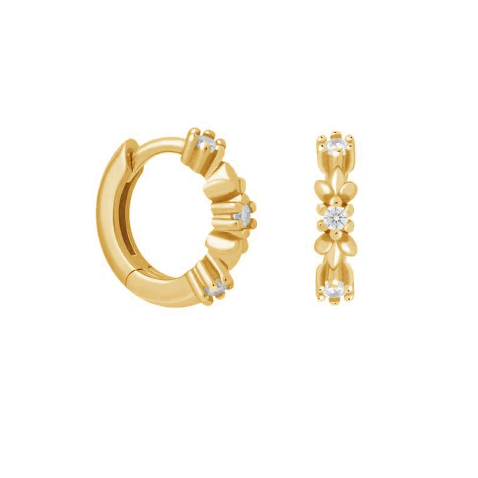 

wholesale sterling silver huggie earrings 18k gold plated cubic zirconia wreath huggie earrings