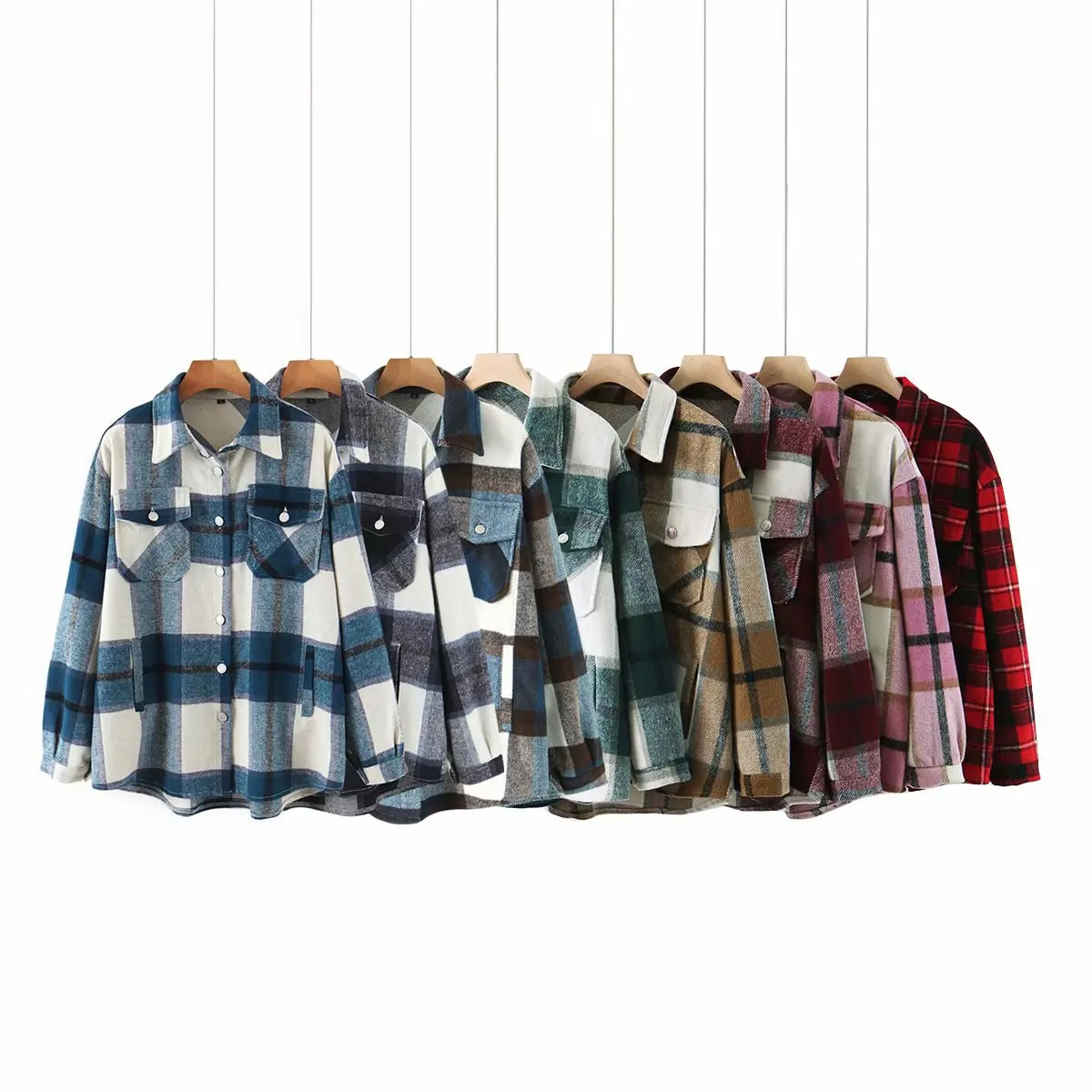 

2021 high quality casual new women clothing top thick flannel jacket plaid button up blouse shirts for women winter and Autumn