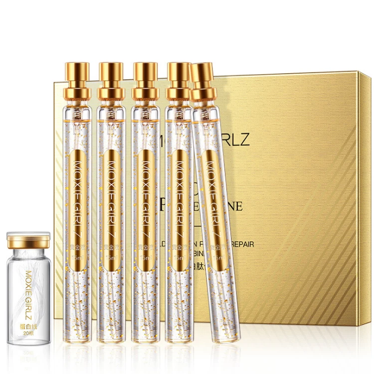 

OEM Private Label Organic Protein Peptide Skincare Set Facial Kit Anti Wrinkle Anti Aging Firming Gold Line Face Skin Care Set, Transparent