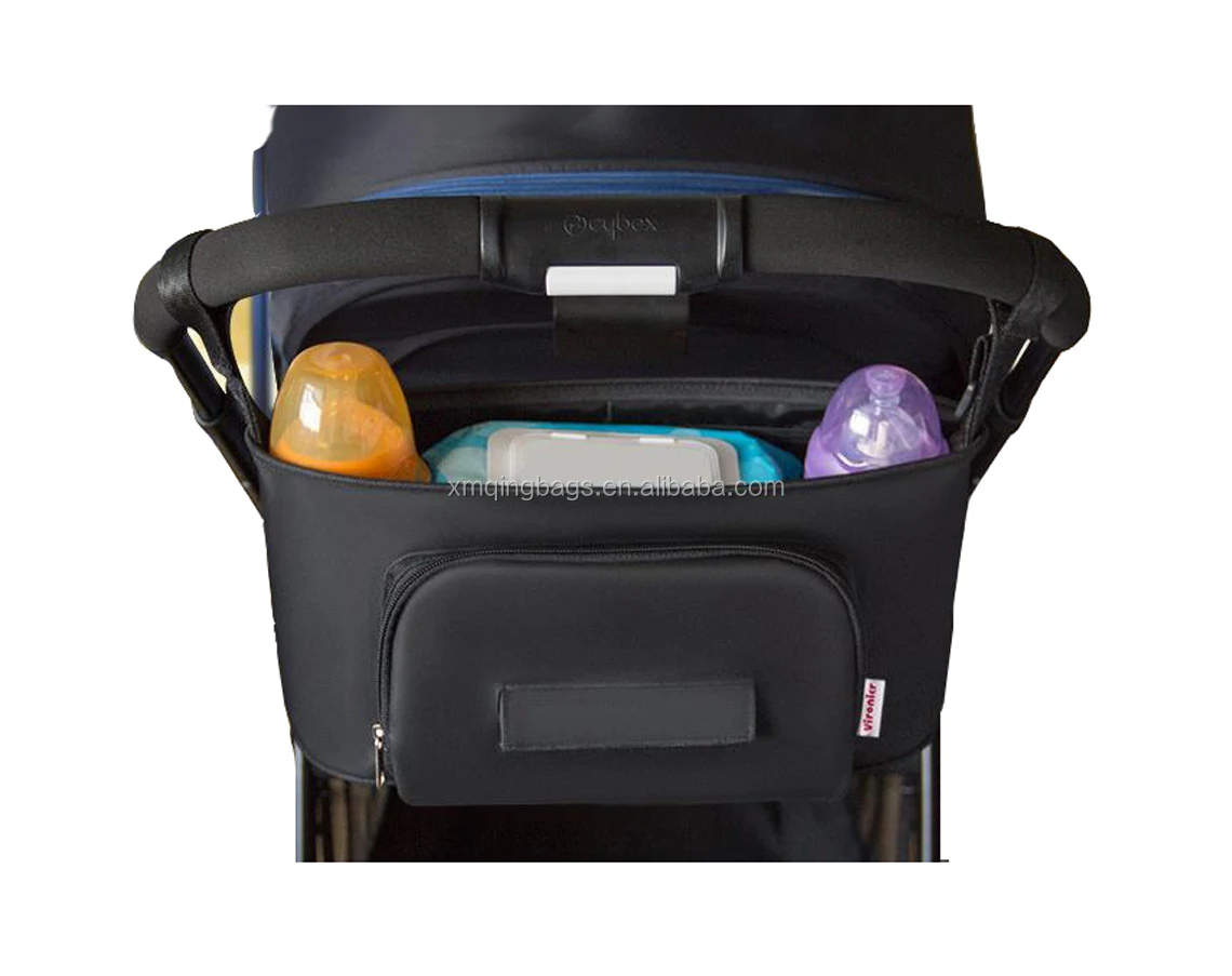 Best quality black Baby stroller bag organizer for bob stroller padded with insulated bottle