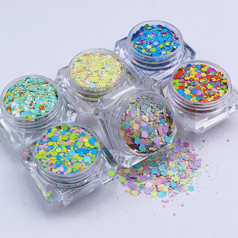 Wholesale Easter Glitter Bulk Chunky Mixed Polyester Glitter for Summer Resin Crafts & Arts Christmas Decorations