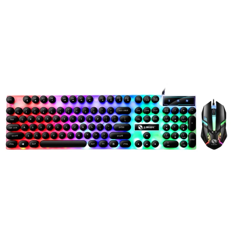 

TX300 Mechanical Feel Backlight Punk Wired Keyboard Mouse Set, Black