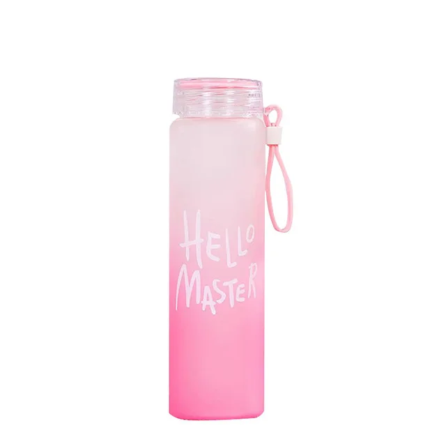 

Colorful Letter Glass Water Bottle With Cloth Cover Frosted Portable Bottle for drinking, Customer request