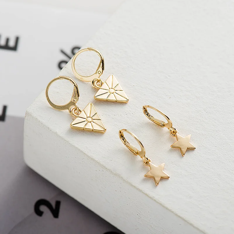 

2021 Simple 18K Cross Geometric Alloy Ear Buckle Women Charms Bulk Goth Earrings, Picture