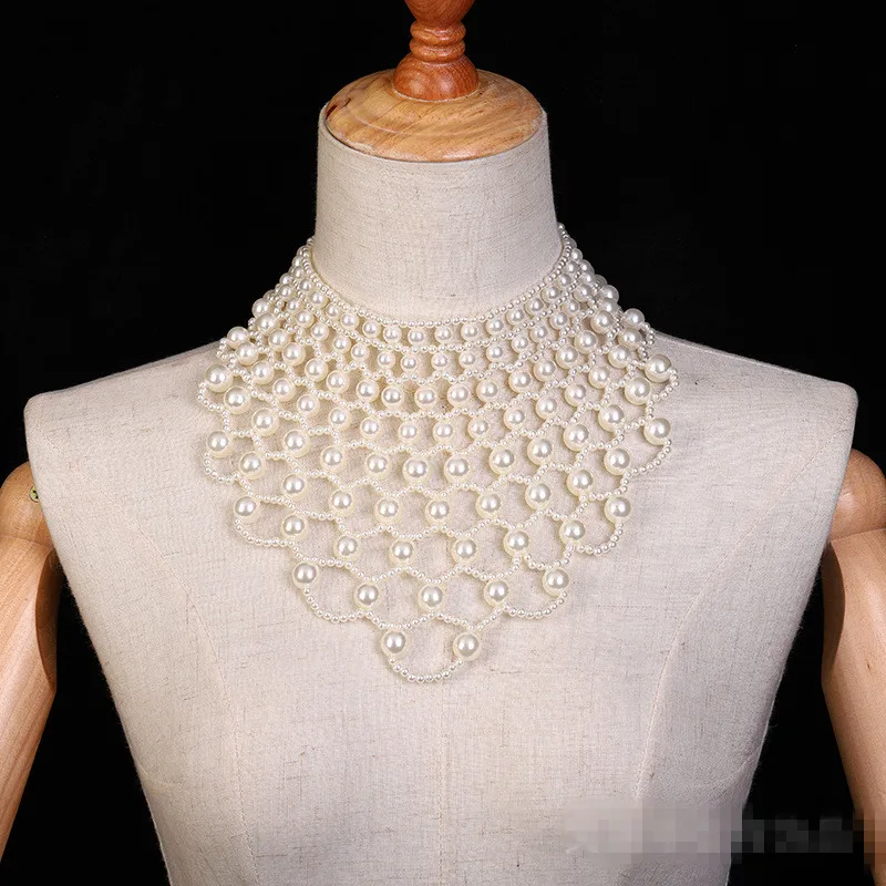 

2019 fashion man formal dress weaving pearl necklace collar