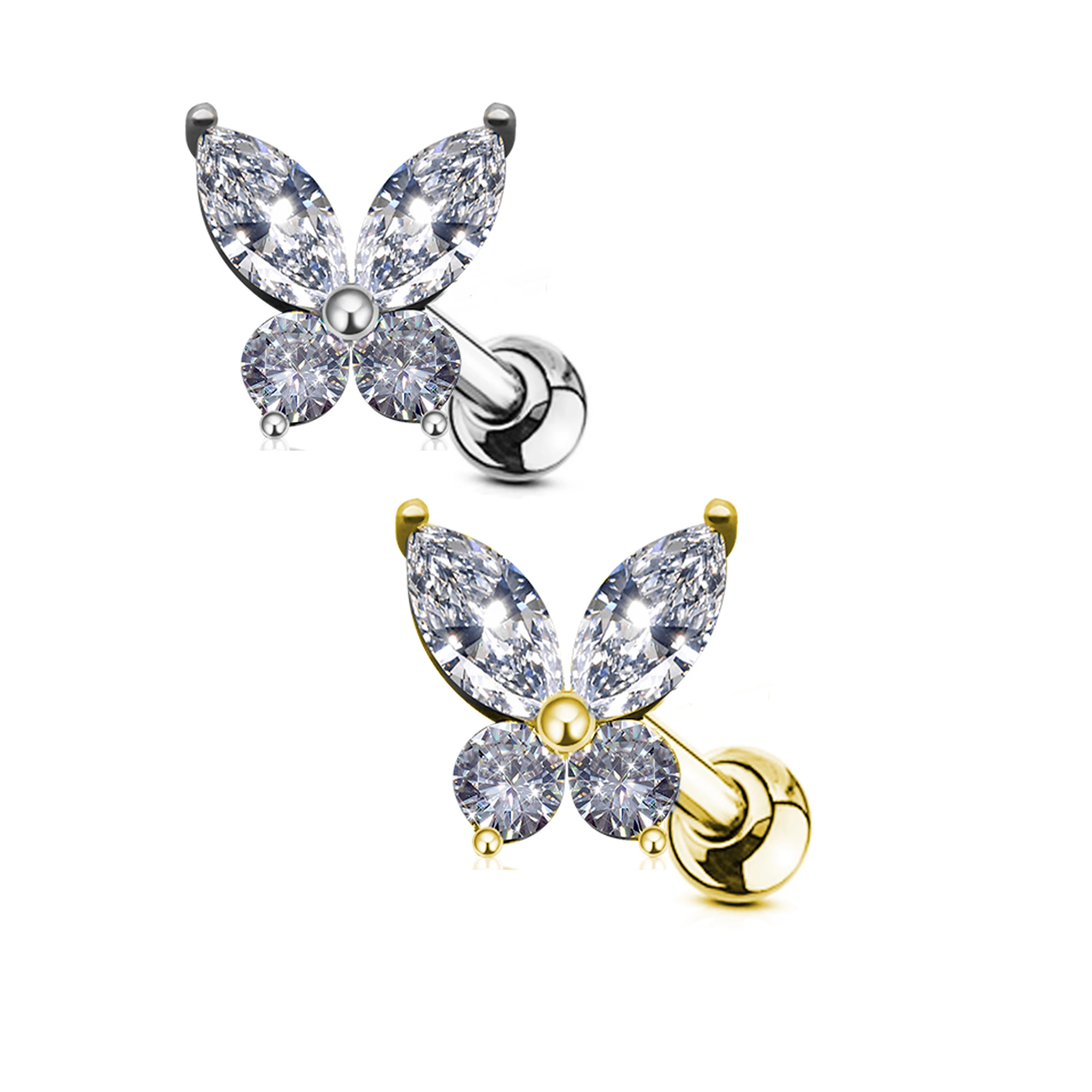 

Gaby stianless steel earring butterfly earrings catilasge earring body piercing jewelry, Silver /gold color