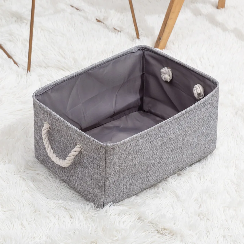 

Fabric Storage Basket for Organizing Baskets with Rope Handles Foldable Baskets for Toys Soft Nursery Organizer, Grey