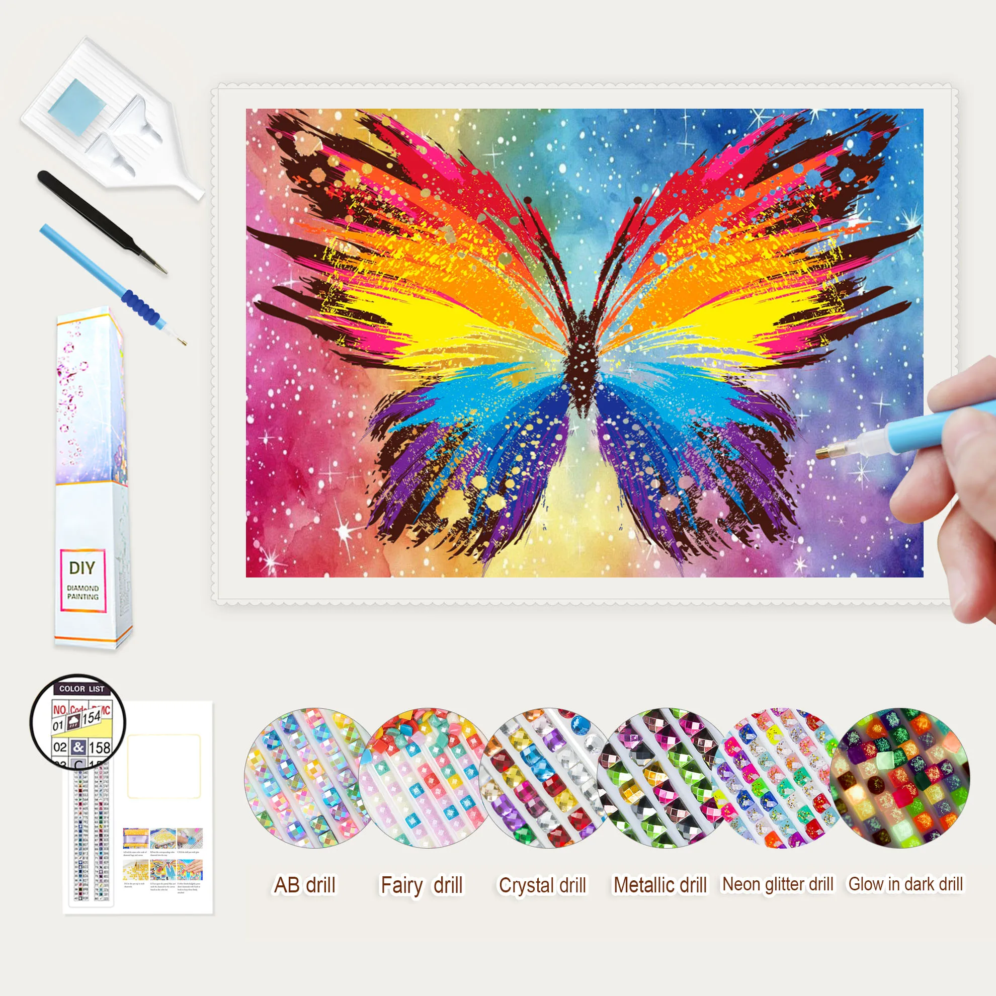 R-Sample01 Diamond Art Paintings Butterfly Diamond Mosaic Full AB Drills DIY 5D Diamond Painting Kit