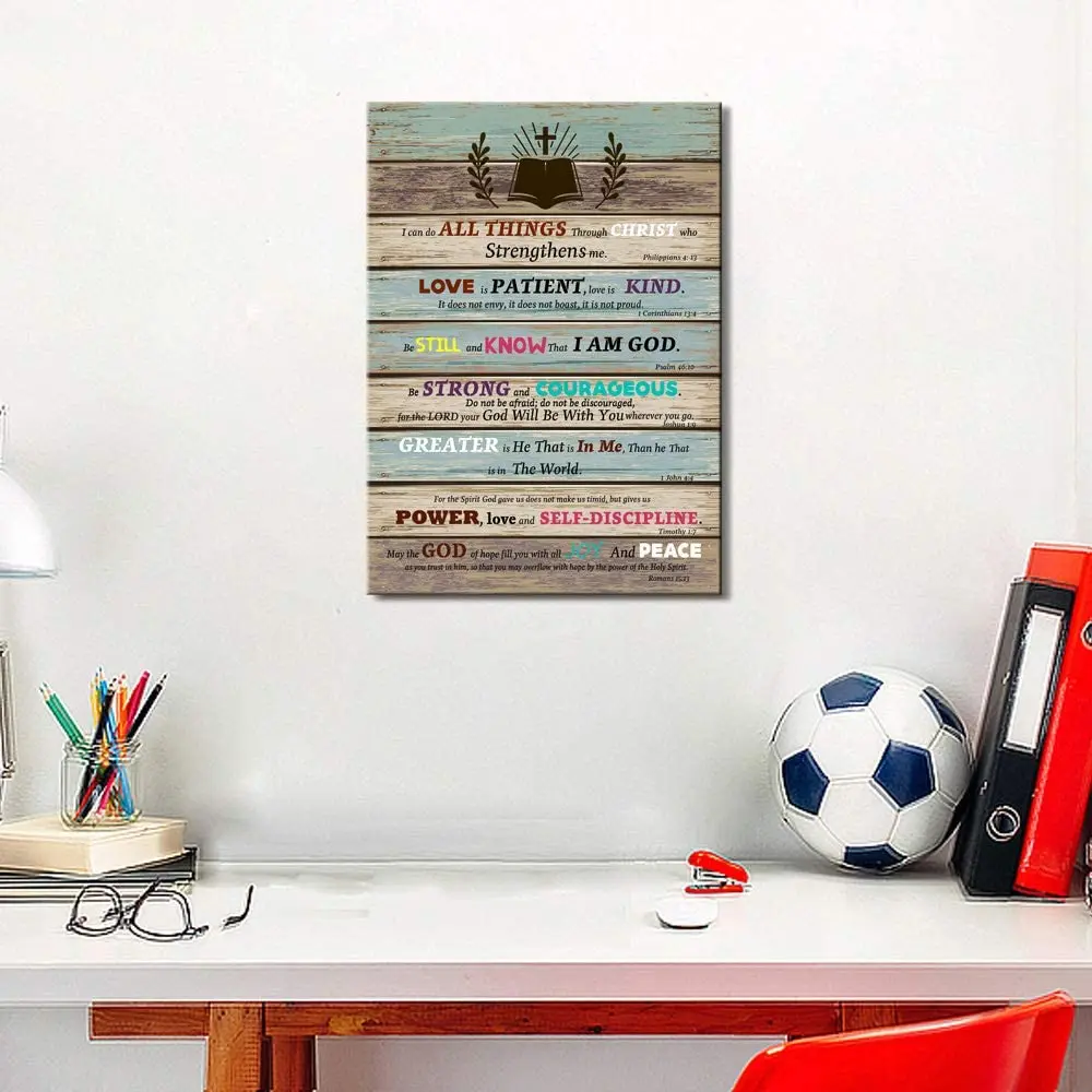 Modern Bible Verse Inspirational Wall Art Christian Rustic Religious Canvas Printing for Living Room Teen Room-Inspirational