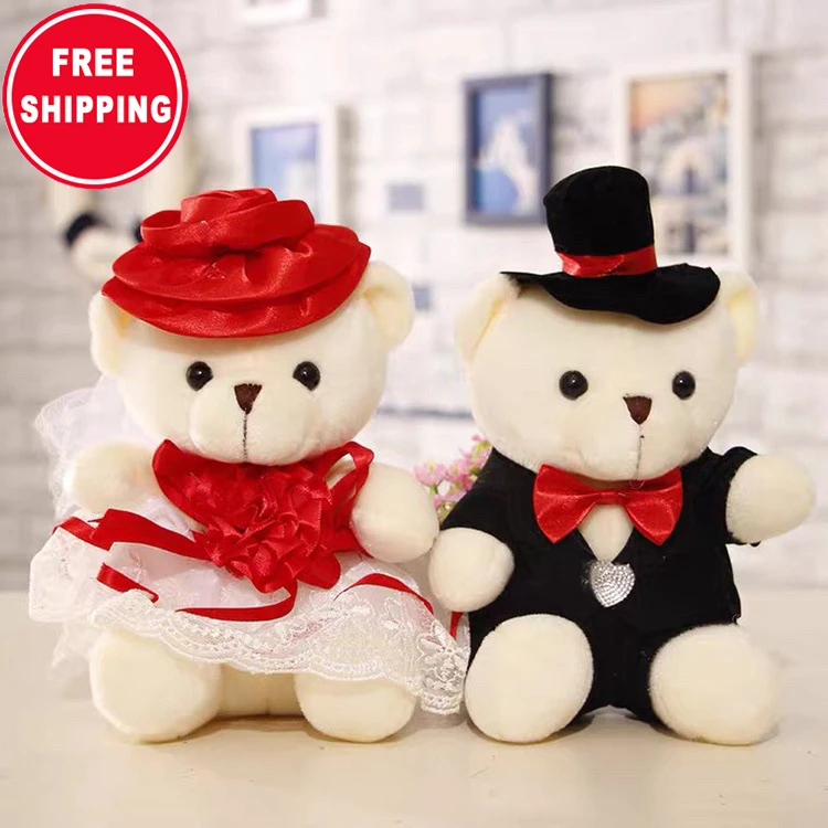 

Valentine's day Gift 6.2-17.7inch PP cotton Wedding car design bear float doll couple giant teddy bear plush toy for wedding, With different color clothes