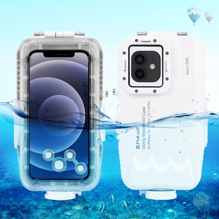 

PULUZ 40m/130ft Underwater Housing Cover Protective Shell Waterproof Diving Case for iPhone 13 / 13 Pro / 12 / 12 Pro