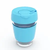 

Heat Insulated with Silicone Lid and Sleeve BPA Free 12oz Reusable Glass Coffee / Tea Cup