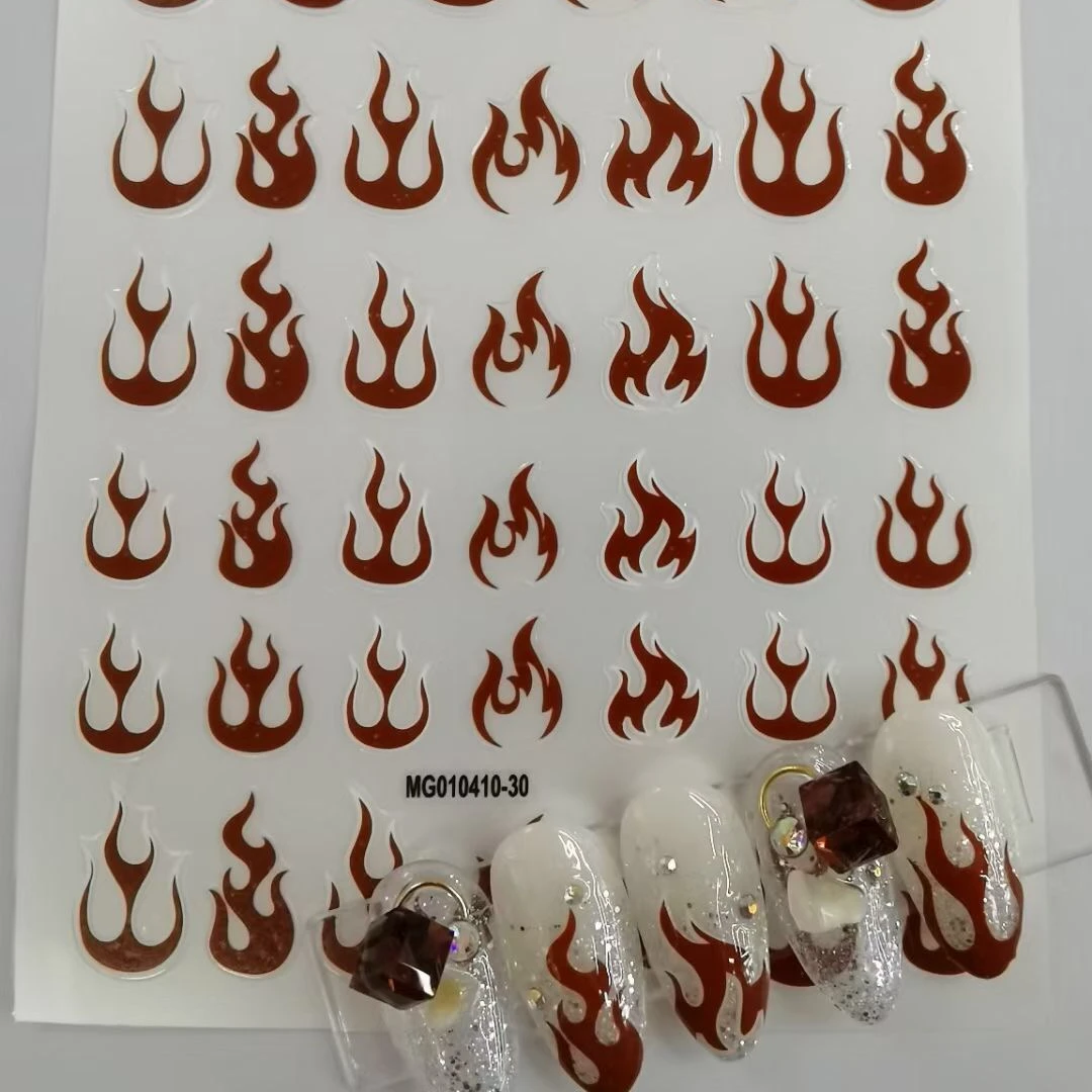 

The latest MG nail art stickers Fire Nail Art Stickers Flame Decals 3D Nail Art Supplies, As picture