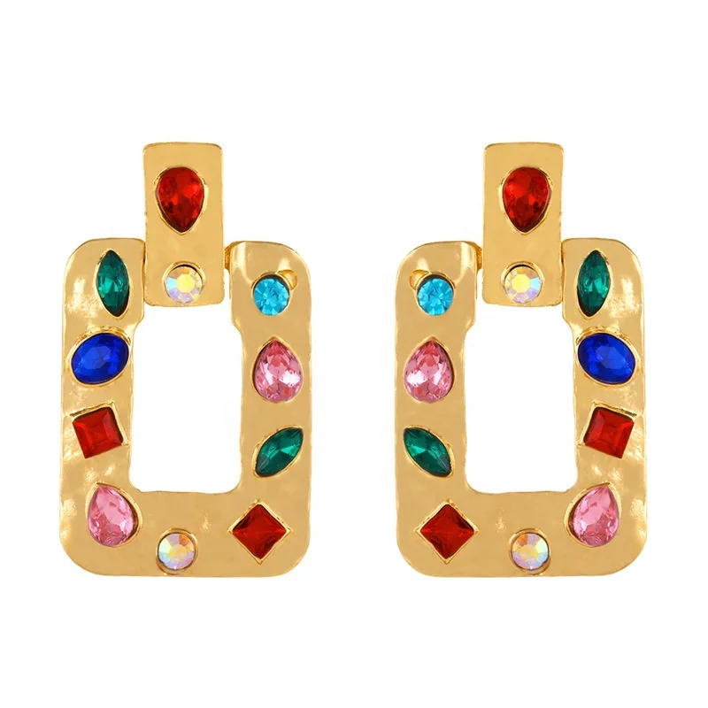

Factory wholesale hyperbole colorful crystal pendant jewlery for women gold hoop earrings
