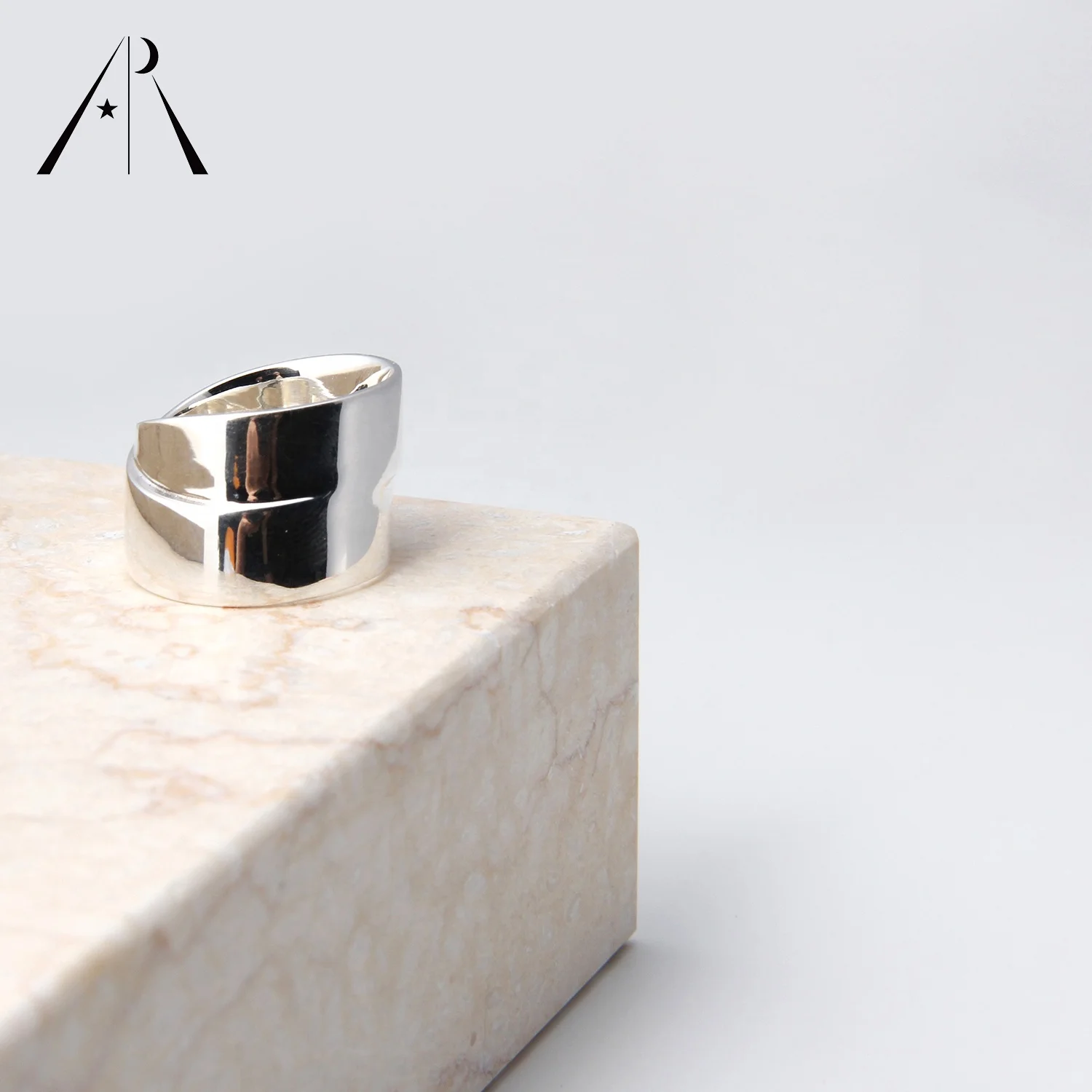 

Unique design jewelry women smooth Irregular silver Ring