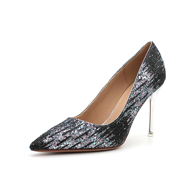 

Factory sales high heels summer party women's shoes sexy rhinestone heels pumps, Grey/white