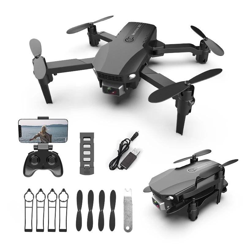 

New arrivals 2021 Best Radio Control Toys Drone With Dual Camera Foldable FPV WiFi Drone LED Drone 4K Camera, Black grey