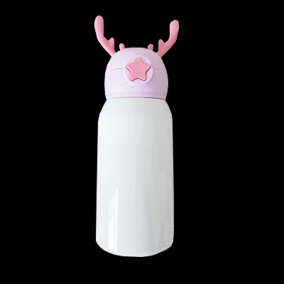 

RTS Sublimation Sippy Cup Antlers Shape Kid Water Bottle Insulated Sublimation Tumbler Children's Day Gift
