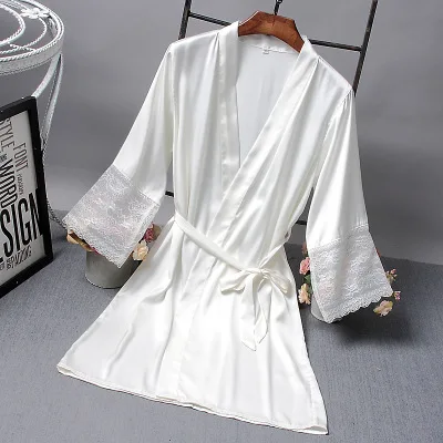 

20% OFF New Arrival Bridesmaid Robes Satin Bride Elegant Sleepwear Sexy Lace Women Dressing Gown Bathrobe Kimono Silk Bath Robe